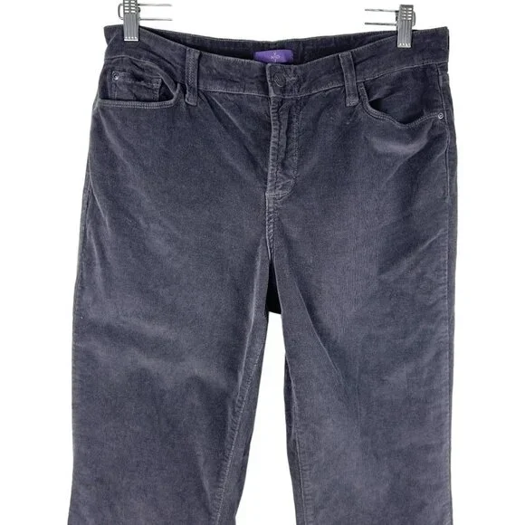 NYDJ Gray Straight Leg Lift Tuck Technology Corduroy Jeans (12) - Picture 2 of 14